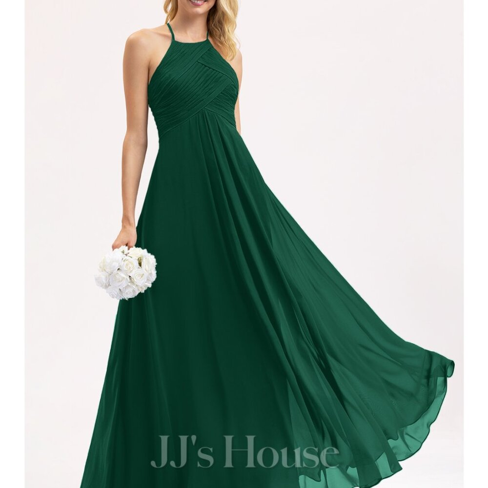 Bridesmaid Dress — Dark Green (Scoop neckline, keyhole back)